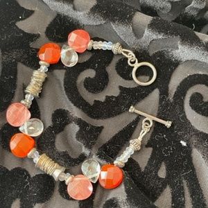 Faceted Rose Quartz and Silver Bracelet